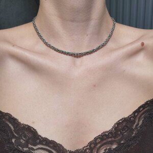15 inch silver byzantine chain necklace ✦ hand crafted mini chain mail necklace